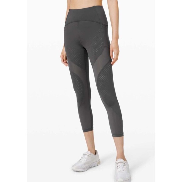 Women's Lululemon Uncovered Strength High-Rise Crop 23" Graphite Grey SZ 6 - Picture 1 of 16